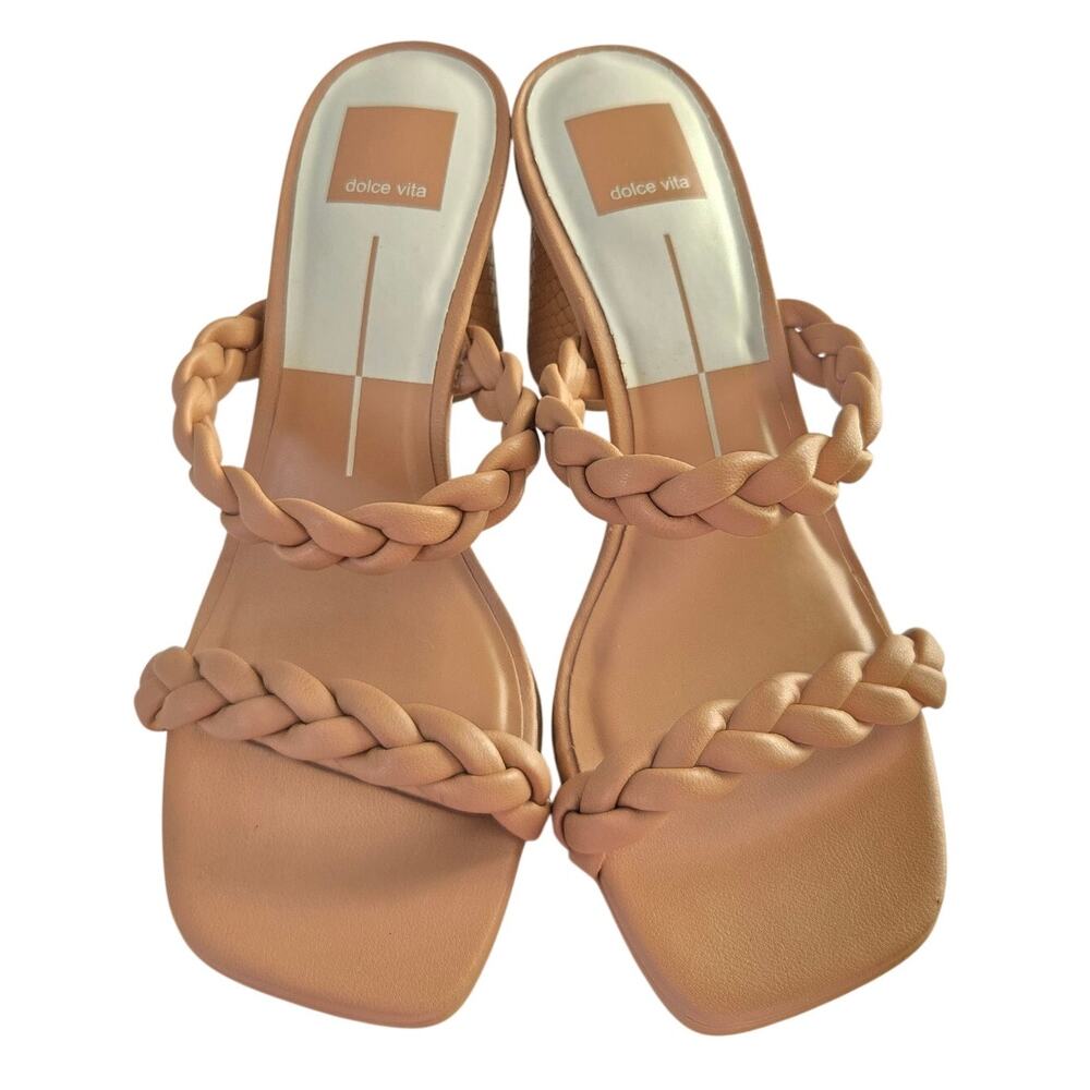 Dolce Vita Monochrome Nude Braided Heel Sandals Size 7.5 Boho Coastal Minimalist